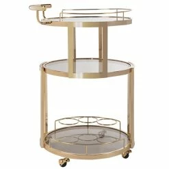 Buy ⌛ Safavieh Rio 3 Tier Glass Bar Cart In Gold 😀 -Guest Chairs Sales 1905912 3 L