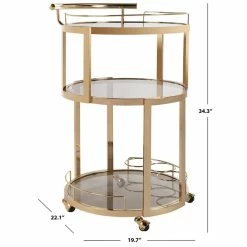 Buy ⌛ Safavieh Rio 3 Tier Glass Bar Cart In Gold 😀 -Guest Chairs Sales 1905912 6 L