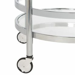 Cheap 🥰 Safavieh Sienna 2 Tier Glass Bar Cart In Chrome 💯 -Guest Chairs Sales 1905915 5 L