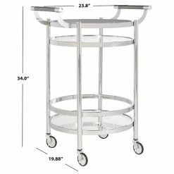 Cheap 🥰 Safavieh Sienna 2 Tier Glass Bar Cart In Chrome 💯 -Guest Chairs Sales 1905915 6 L