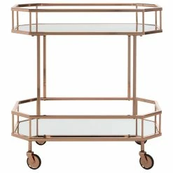 Hot Sale ⌛ Safavieh Silva 2 Tier Mirrored Bar Cart In Rose Gold 🎉 -Guest Chairs Sales 1905916 2 L