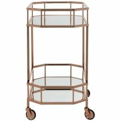 Hot Sale ⌛ Safavieh Silva 2 Tier Mirrored Bar Cart In Rose Gold 🎉 -Guest Chairs Sales 1905916 3 L