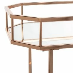 Hot Sale ⌛ Safavieh Silva 2 Tier Mirrored Bar Cart In Rose Gold 🎉 -Guest Chairs Sales 1905916 4 L