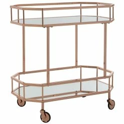 Hot Sale ⌛ Safavieh Silva 2 Tier Mirrored Bar Cart In Rose Gold 🎉