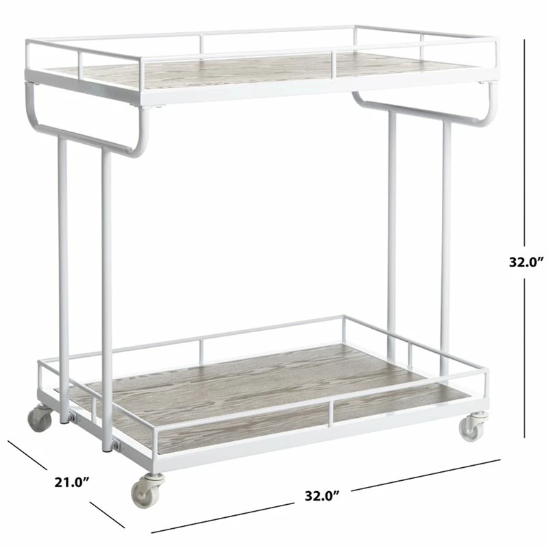 Buy π₯ Safavieh Dawson 2 Tier Bar Cart In Rustic Oak And White π 8 Buy π₯ Safavieh Dawson 2 Tier Bar Cart In Rustic Oak And White π - Image 8