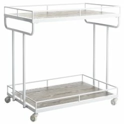 Buy 🔥 Safavieh Dawson 2 Tier Bar Cart In Rustic Oak And White 👏