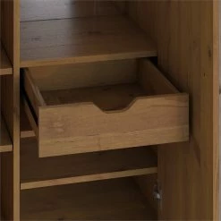 Best Sale 👍 Kathy Ireland Office By Bush Furniture Ironworks Bar Cabinet With Wine Storage In Vintage Golden Pine - Engineered Wood 💯 -Guest Chairs Sales 1925005 3 L