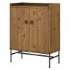 Best Sale 👍 Kathy Ireland Office By Bush Furniture Ironworks Bar Cabinet With Wine Storage In Vintage Golden Pine - Engineered Wood 💯