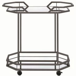 Outlet 👏 Coaster 2 Tier Mirrored Bar Cart In Nickel 🌟 -Guest Chairs Sales 1927140 2 L