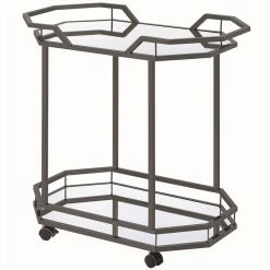 Outlet 👏 Coaster 2 Tier Mirrored Bar Cart In Nickel 🌟