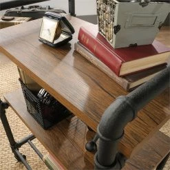 Wholesale 👍 Sauder Iron City Multi Purpose Cart In Checked Oak And Black 🔔 -Guest Chairs Sales 1927294 16 L