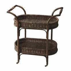 Discount π Beaumont Lane Bar Cart In Rattan In Medium Brown π