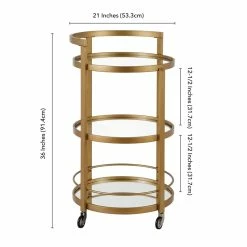 Cheapest ✨ Henn&Hart 21" Brass Finish Metal/Glass Bar Cart 🤩 -Guest Chairs Sales 1941300 4 L