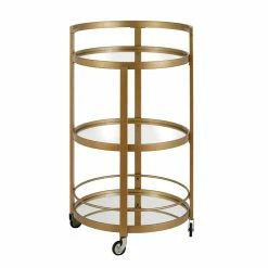 Cheapest ✨ Henn&Hart 21" Brass Finish Metal/Glass Bar Cart 🤩 -Guest Chairs Sales 1941300 7 L