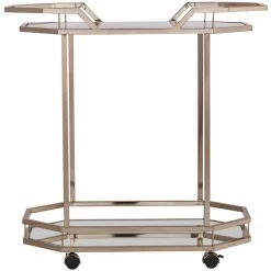 Discount 🛒 Southern Enterprises SEI Furniture Ari 31" Mirrored Bar Cart In Champagne 💯 -Guest Chairs Sales 1941484 2 L