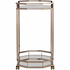 Discount 🛒 Southern Enterprises SEI Furniture Ari 31" Mirrored Bar Cart In Champagne 💯 -Guest Chairs Sales 1941484 3 L