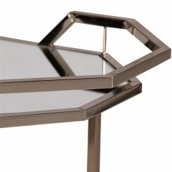 Discount 🛒 Southern Enterprises SEI Furniture Ari 31" Mirrored Bar Cart In Champagne 💯 -Guest Chairs Sales 1941484 4 L