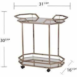 Discount 🛒 Southern Enterprises SEI Furniture Ari 31" Mirrored Bar Cart In Champagne 💯 -Guest Chairs Sales 1941484 6 L