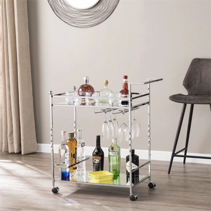 Top 10 ❤️ Southern Enterprises SEI Furniture Ivers Mirrored Metal Bar Cart In Chrome ✨ 2 Top 10 ❤️ Southern Enterprises SEI Furniture Ivers Mirrored Metal Bar Cart In Chrome ✨ - Image 2