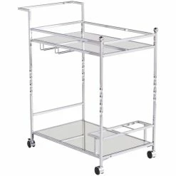Top 10 ❤️ Southern Enterprises SEI Furniture Ivers Mirrored Metal Bar Cart In Chrome ✨