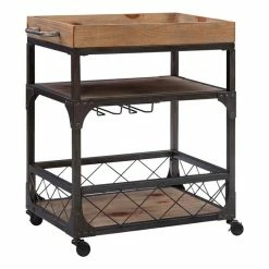 Buy β¨ Linon Collin Metal Bar Cart In Weathered Brown π
