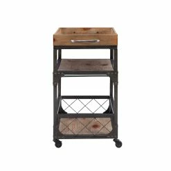 Buy ✨ Linon Collin Metal Bar Cart In Weathered Brown 👏 -Guest Chairs Sales 1950134 25 L