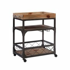 Buy ✨ Linon Collin Metal Bar Cart In Weathered Brown 👏 -Guest Chairs Sales 1950134 26 L