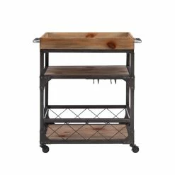 Buy ✨ Linon Collin Metal Bar Cart In Weathered Brown 👏 -Guest Chairs Sales 1950134 27 L