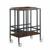 Coupon ⌛ Posh Living Biony Modern Metal Bar Cart With Wheels In Bar Cart Black/Walnut ✔️