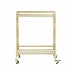 Best reviews of 🥰 Posh Living Lynn Modern Glass And Metal Bar Cart In Gold/White 🥰 -Guest Chairs Sales 1965536 2 L
