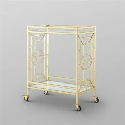 Best reviews of 🥰 Posh Living Lynn Modern Glass And Metal Bar Cart In Gold/White 🥰 -Guest Chairs Sales 1965536 4 L