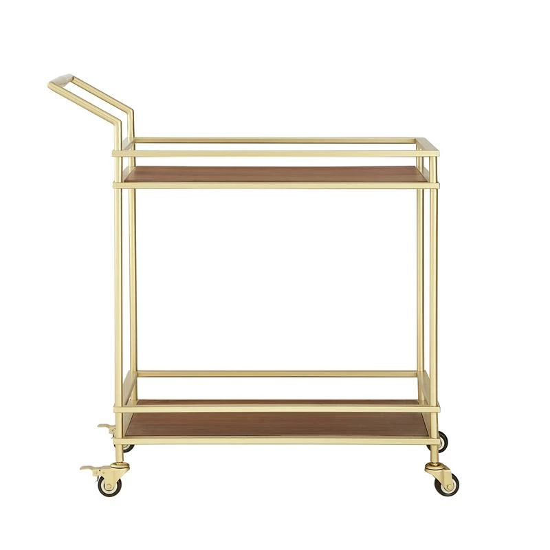 Wholesale β Posh Living Karin Tempered Glass Shelf Bar Serving Cart In Gold/Walnut π₯° 3 Wholesale β Posh Living Karin Tempered Glass Shelf Bar Serving Cart In Gold/Walnut π₯° - Image 3