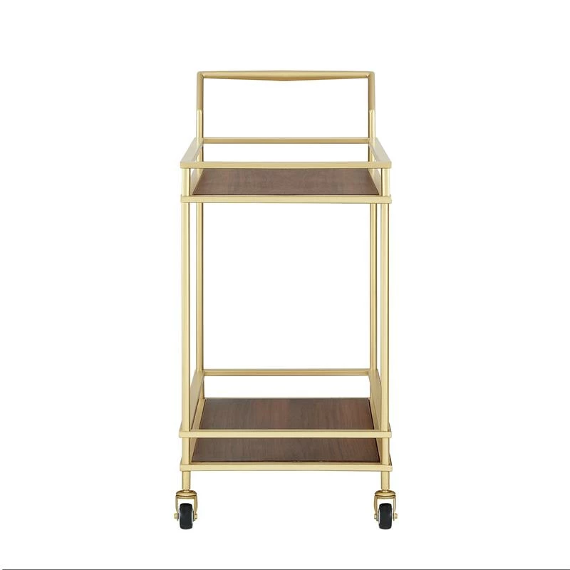 Wholesale β Posh Living Karin Tempered Glass Shelf Bar Serving Cart In Gold/Walnut π₯° 4 Wholesale β Posh Living Karin Tempered Glass Shelf Bar Serving Cart In Gold/Walnut π₯° - Image 4