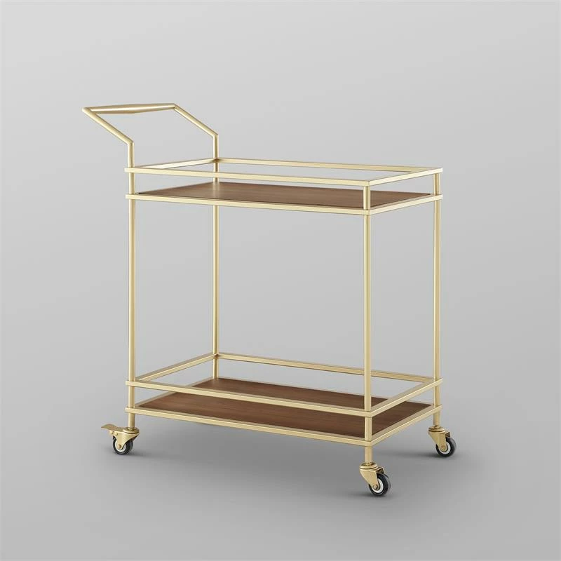 Wholesale β Posh Living Karin Tempered Glass Shelf Bar Serving Cart In Gold/Walnut π₯° 5 Wholesale β Posh Living Karin Tempered Glass Shelf Bar Serving Cart In Gold/Walnut π₯° - Image 5