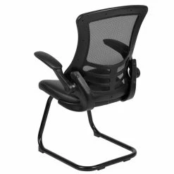 Coupon 💯 Flash Furniture Mesh Leather Sled Office Side Chair In Black 😀 -Guest Chairs Sales 1969637 3 L