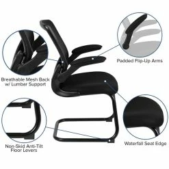 Promo ⌛ Flash Furniture Mesh Sled Base Office Chair In Black 😍 -Guest Chairs Sales 1969658 4 L