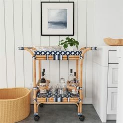 Best reviews of 🤩 Butler Specialty Company Butler Specialty Selena Rattan Bar Cart In Blue And White 🔥 -Guest Chairs Sales 1969954 7 L