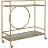 Promo 🤩 Ashley Furniture Ashley Jackford Glass And Metal Bar Cart In Antique Gold 😍