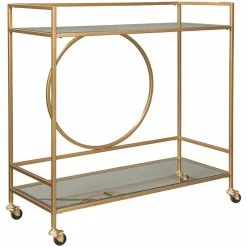 Promo 🤩 Ashley Furniture Ashley Jackford Glass And Metal Bar Cart In Antique Gold 😍