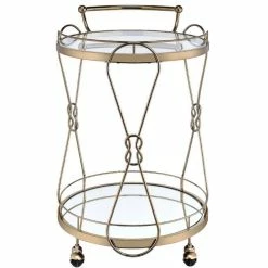 Outlet ๐ ACME Furniture ACME Zekera Metal Frame/Glass Serving Bar Cart In Clear And Champagne ๐ 7 Outlet ๐ ACME Furniture ACME Zekera Metal Frame/Glass Serving Bar Cart In Clear And Champagne ๐ -Guest Chairs Sales 1978454 4 L