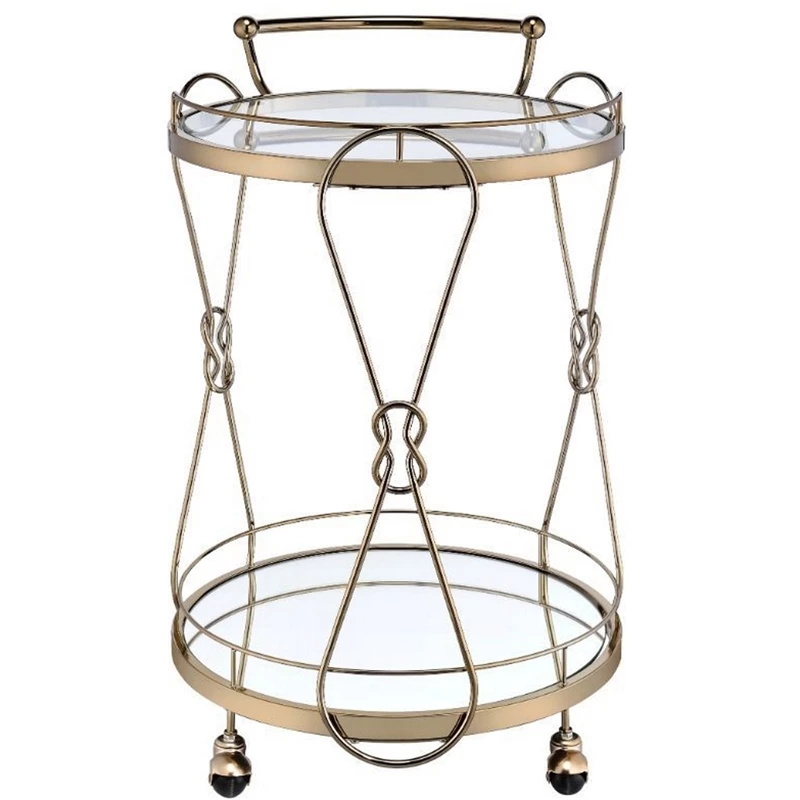 Outlet ๐ ACME Furniture ACME Zekera Metal Frame/Glass Serving Bar Cart In Clear And Champagne ๐ 4 Outlet ๐ ACME Furniture ACME Zekera Metal Frame/Glass Serving Bar Cart In Clear And Champagne ๐ - Image 4