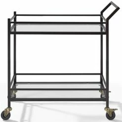 Cheapest ⌛ Crosley Furniture Crosley Aimee Glass Top Metal Bar Cart In Oil Rubbed Bronze ⭐ -Guest Chairs Sales 1978673 2 L