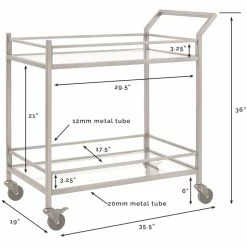 Cheapest ⌛ Crosley Furniture Crosley Aimee Glass Top Metal Bar Cart In Oil Rubbed Bronze ⭐ -Guest Chairs Sales 1978673 5 L