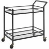 Cheapest ⌛ Crosley Furniture Crosley Aimee Glass Top Metal Bar Cart In Oil Rubbed Bronze ⭐