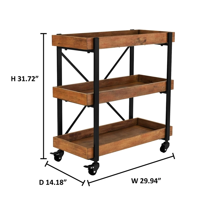 Cheap ⭐ Maddie Home Taylor Mobile Universal Kitchen Serving Cart In Black ⭐ 6 Cheap ⭐ Maddie Home Taylor Mobile Universal Kitchen Serving Cart In Black ⭐ - Image 6