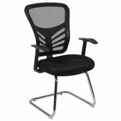 Deals ✔️ Flash Furniture Contemporary Mesh Sled Base Guest Chair In Black ⌛