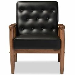 Outlet ✔️ Maddie Home Faux Leather Tufted Reception Chair In Black 🛒 -Guest Chairs Sales 1988287 2 L
