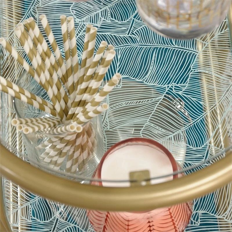 New π― Sauder Coral Cape Modern 3-Shelf Glass And Metal Bar Cart In Satin Gold π€© 3 New π― Sauder Coral Cape Modern 3-Shelf Glass And Metal Bar Cart In Satin Gold π€© - Image 3