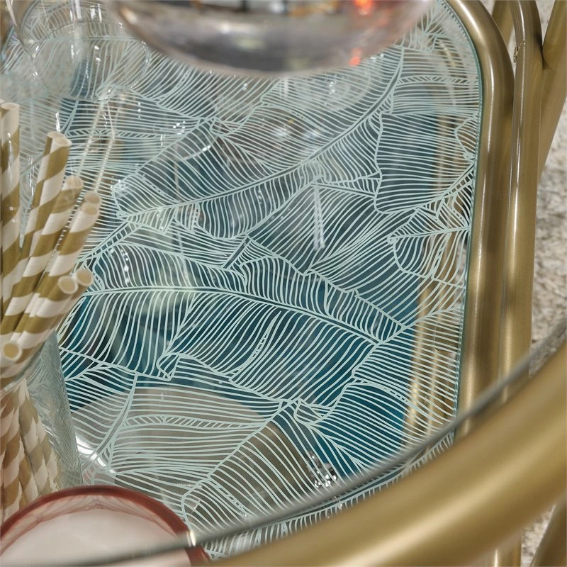 New π― Sauder Coral Cape Modern 3-Shelf Glass And Metal Bar Cart In Satin Gold π€© 4 New π― Sauder Coral Cape Modern 3-Shelf Glass And Metal Bar Cart In Satin Gold π€© - Image 4