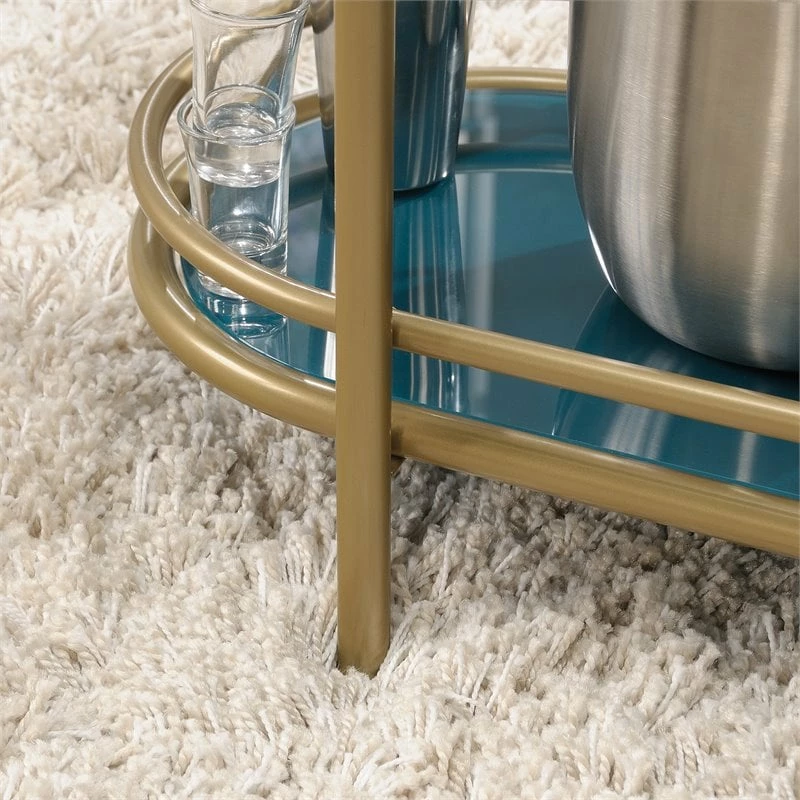 New π― Sauder Coral Cape Modern 3-Shelf Glass And Metal Bar Cart In Satin Gold π€© 9 New π― Sauder Coral Cape Modern 3-Shelf Glass And Metal Bar Cart In Satin Gold π€© - Image 9